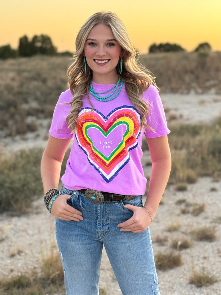 Rainbow Heart I Love You Tee by Texas True Threads