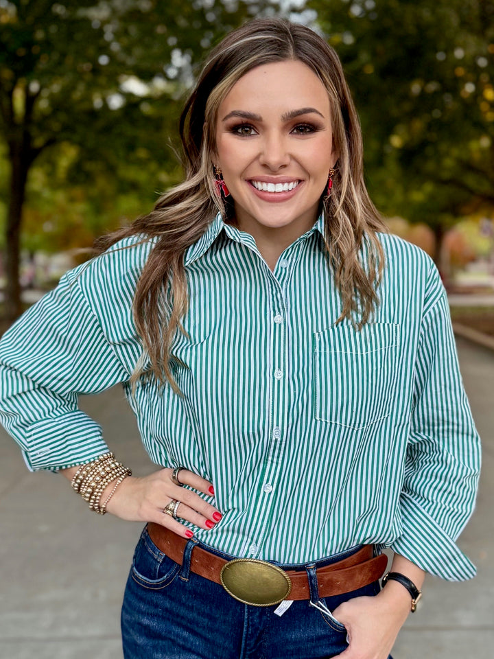 Candy Stripe Green Blouse