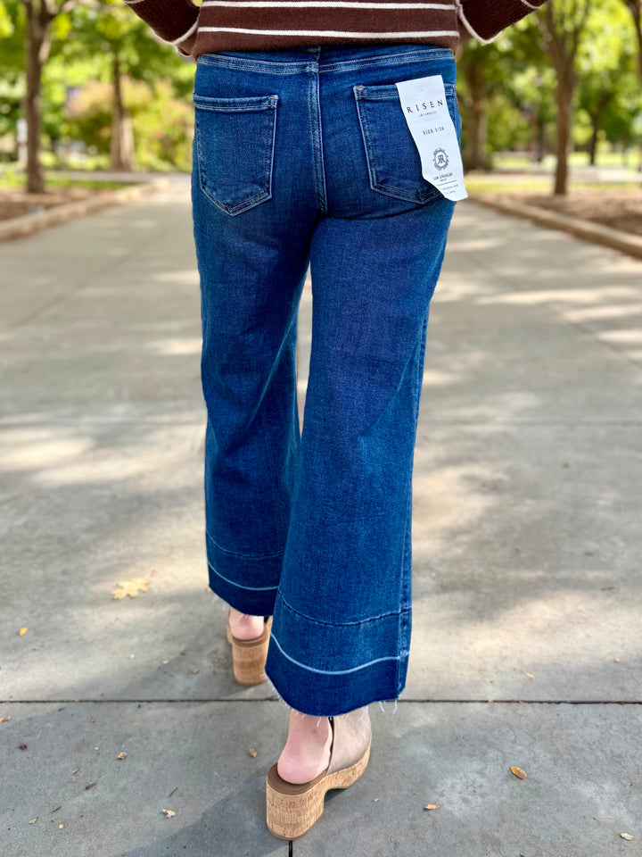 Naomi Tummy Control High Rise Crop Wide Leg Jean by Risen