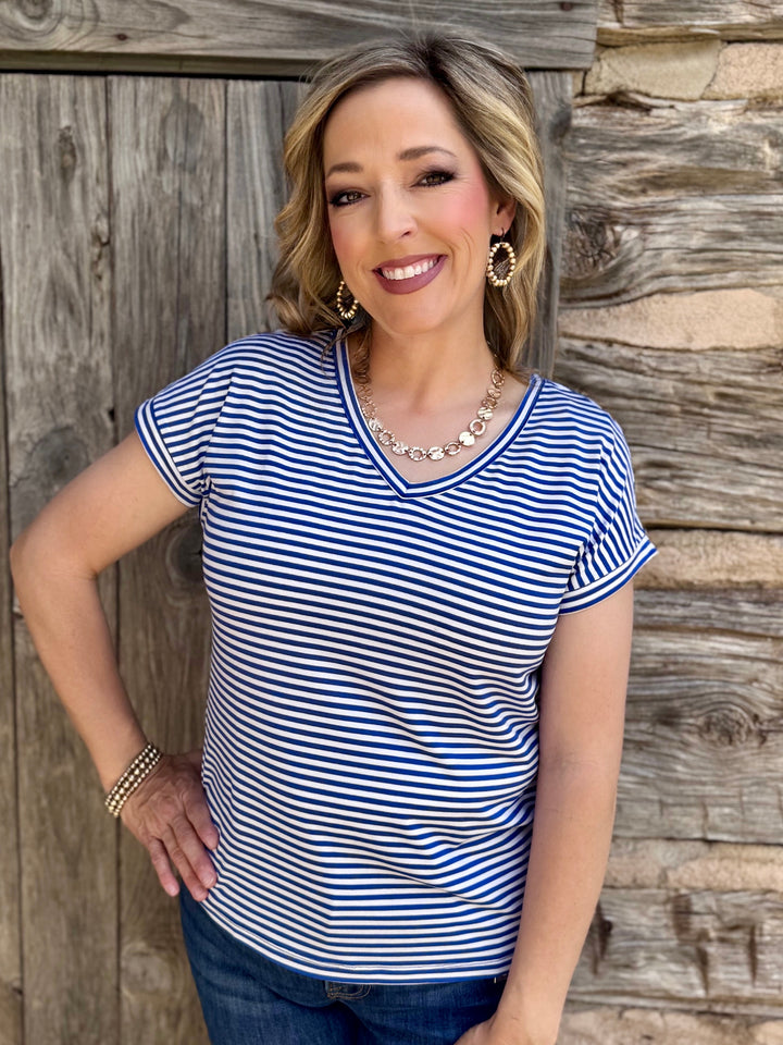 Just the Basics Blue Stripe Top