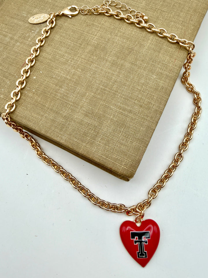 Texas Tech Heart Pendant Necklace