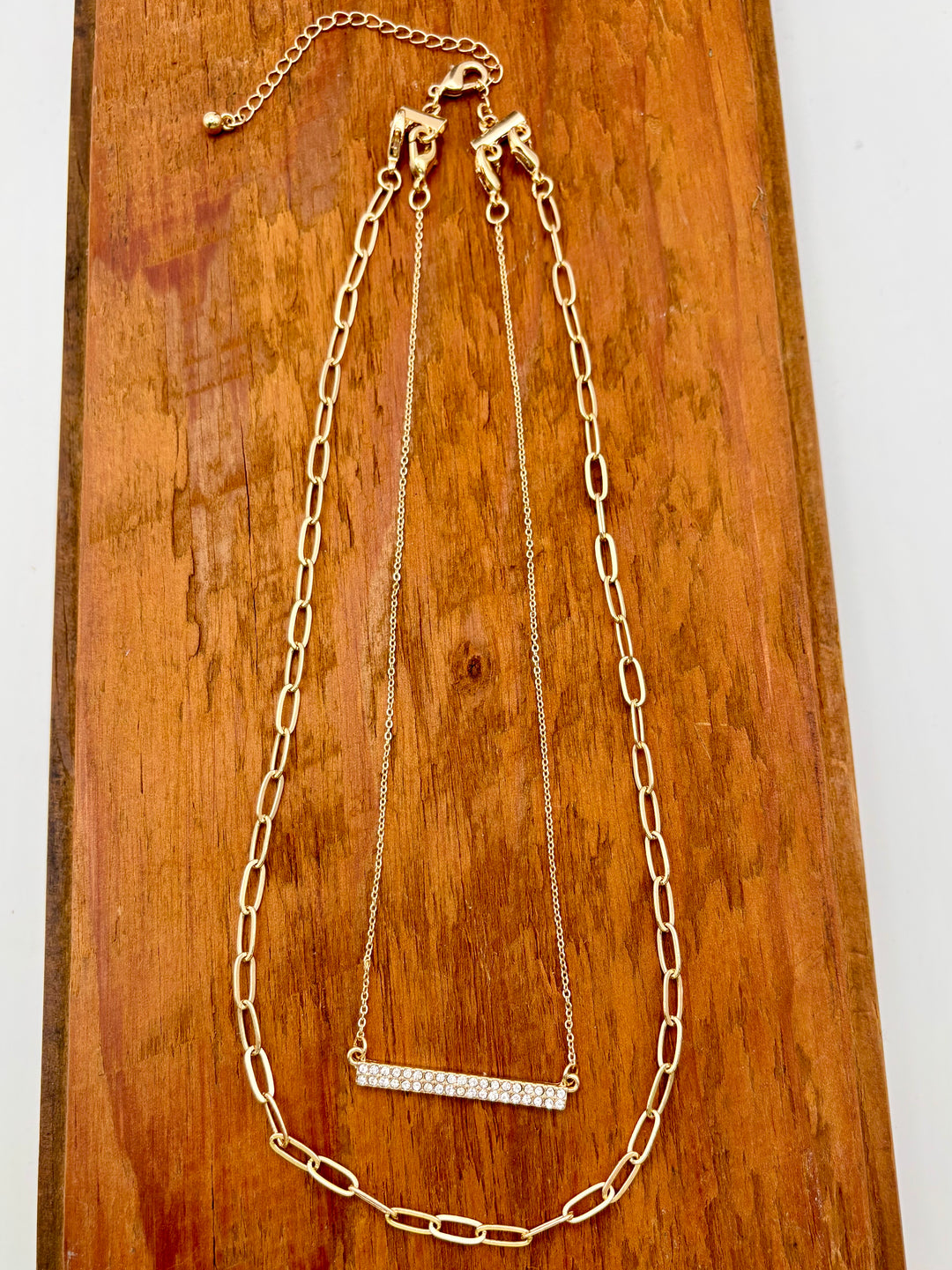 Capa Gold & Rhinestone Layered Necklace