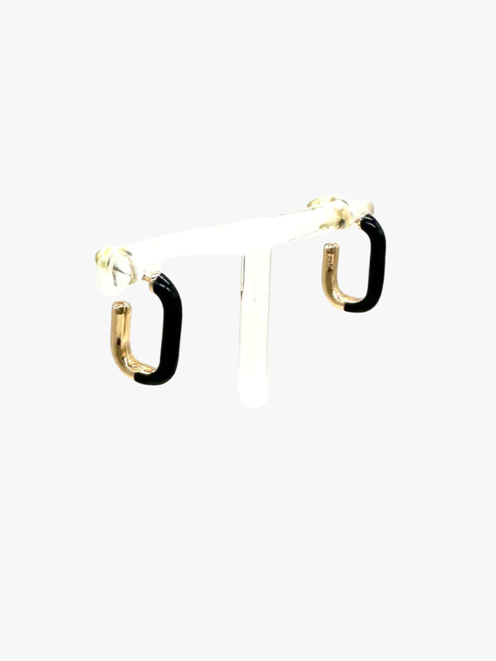 Saturn Black Enamel Small Hoops