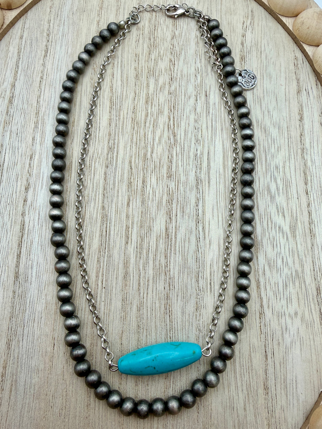 Sylvia Layered Turquoise Pendant Necklace
