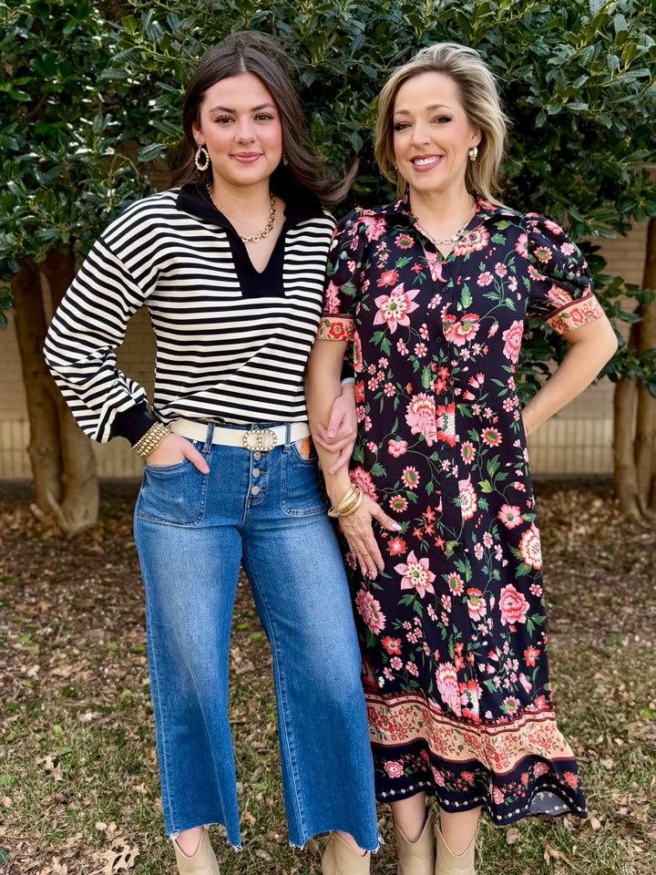 Stripes & Smiles Black Striped Top