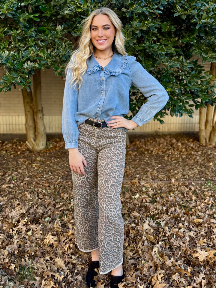 Lola Leopard High Rise Wide Leg Jean