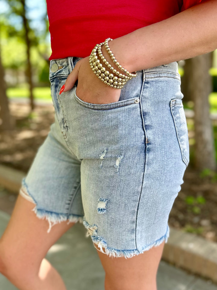 Molly High Rise Distressed Short by Risen