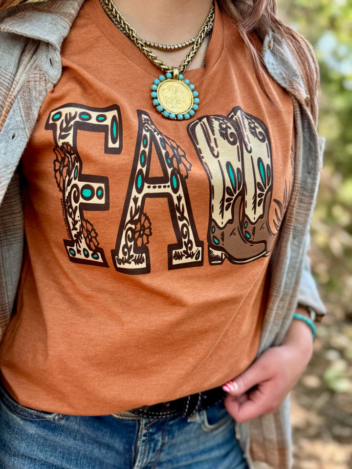 Lauren's Western Fall with Boots Tee by Texas True Threads