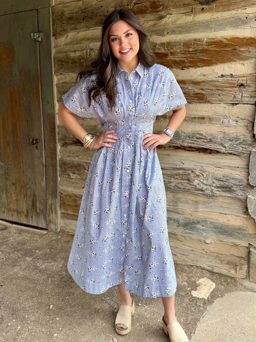 Light Blue Meadow Midi Dress