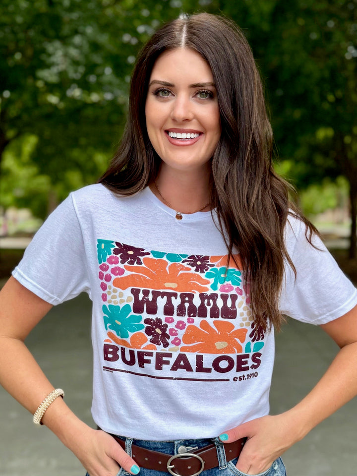 WTAMU Spring Florals White Graphic Tee