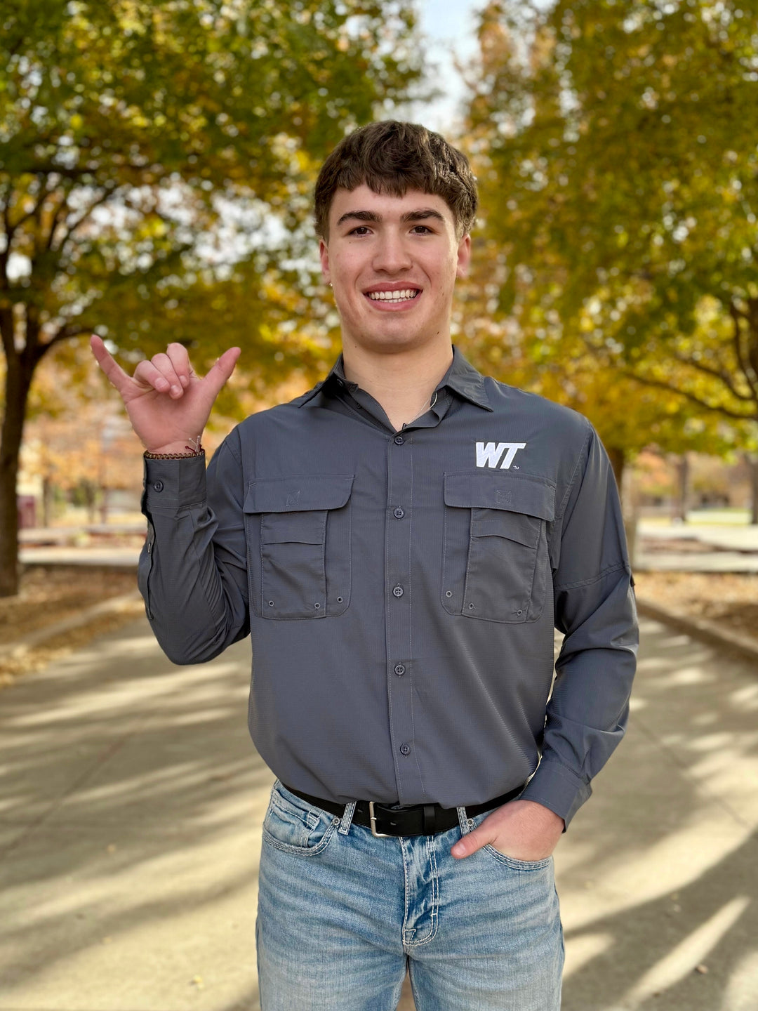 Slant WT Long Sleeve Fishing Shirt - White Embroidery