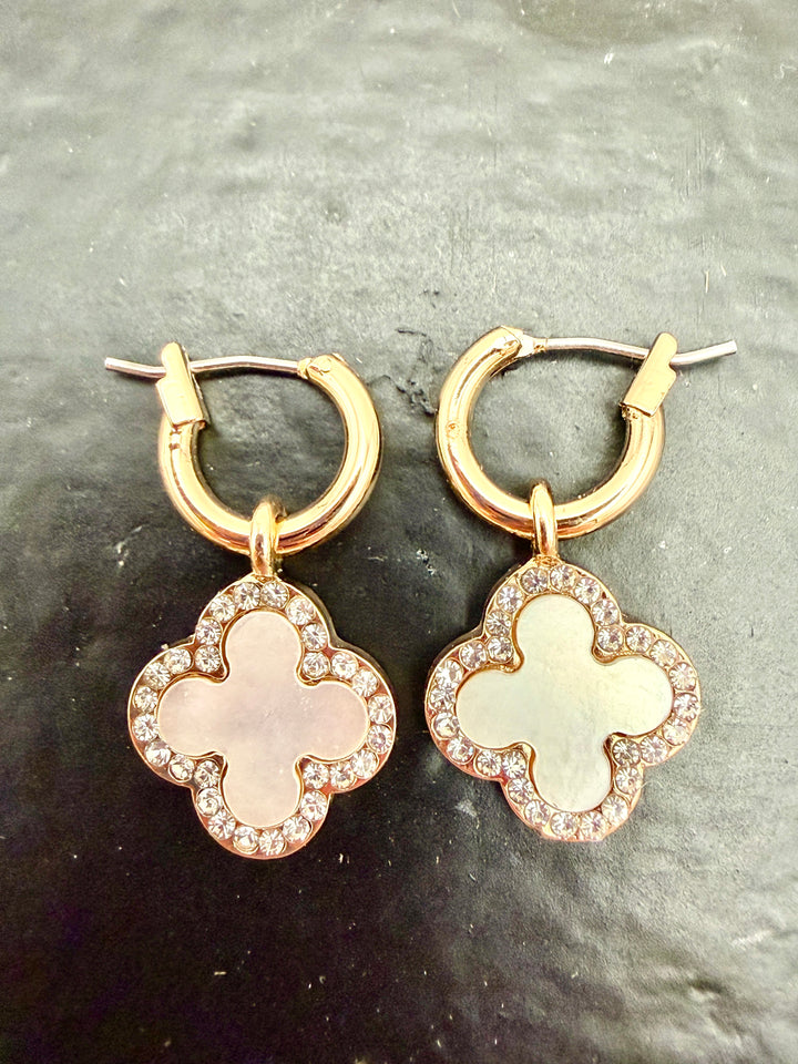 Opal Clover Huggie Earrings