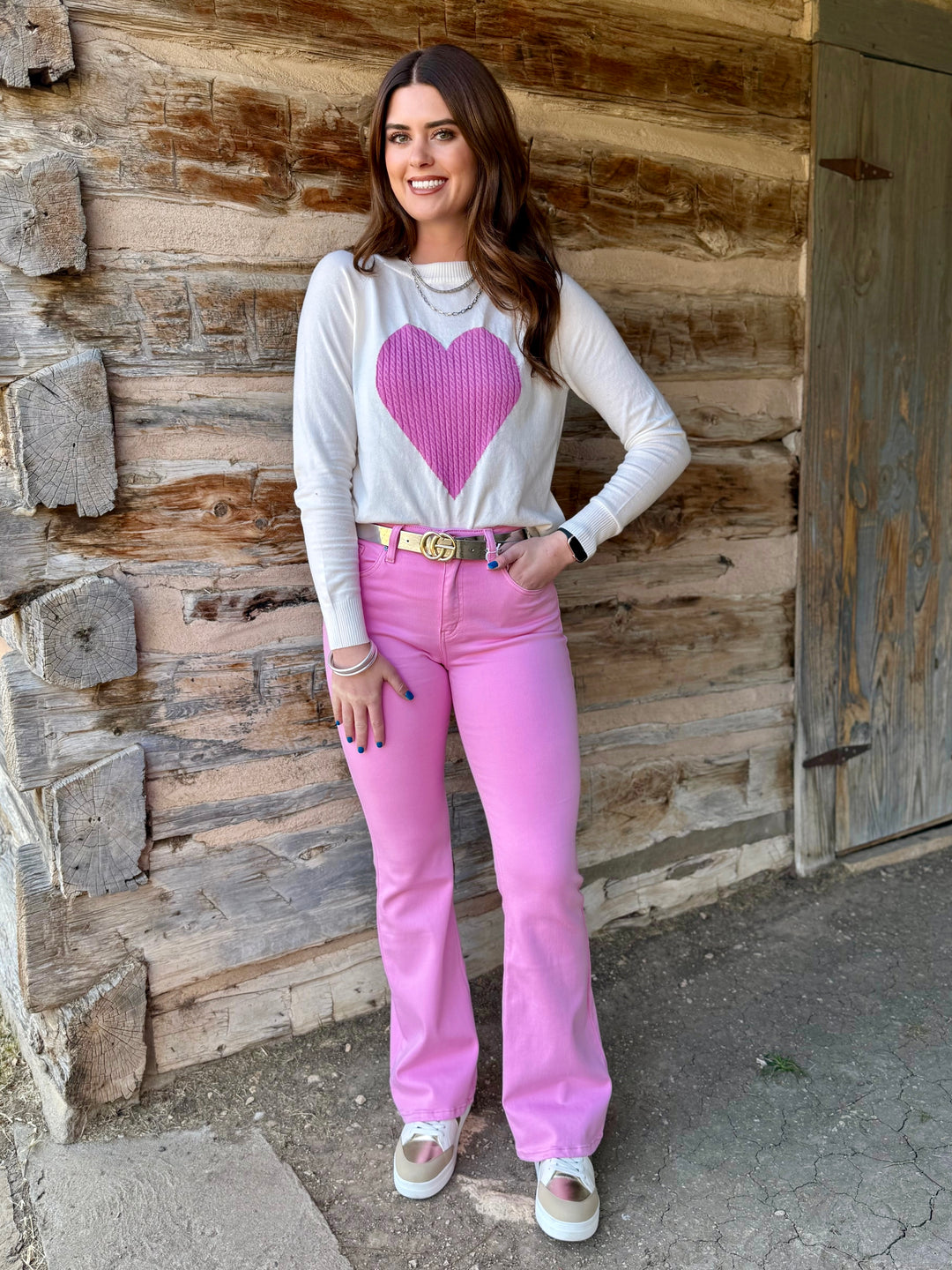 Be Mine Pink Heart Sweater