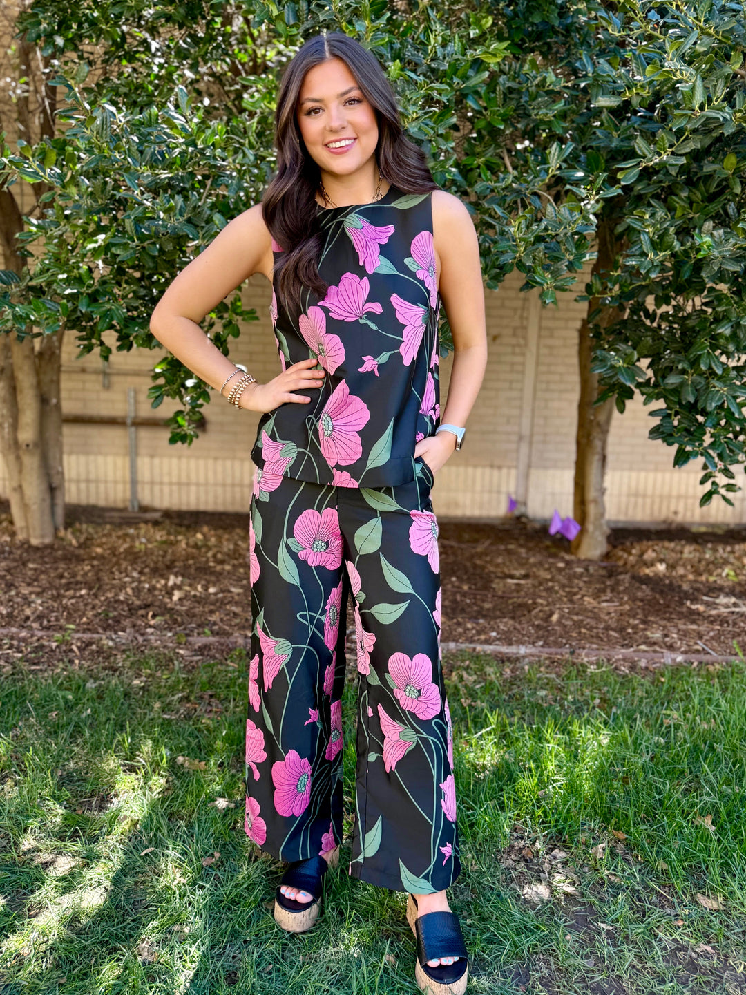 Midnight Garden Black Pant Set