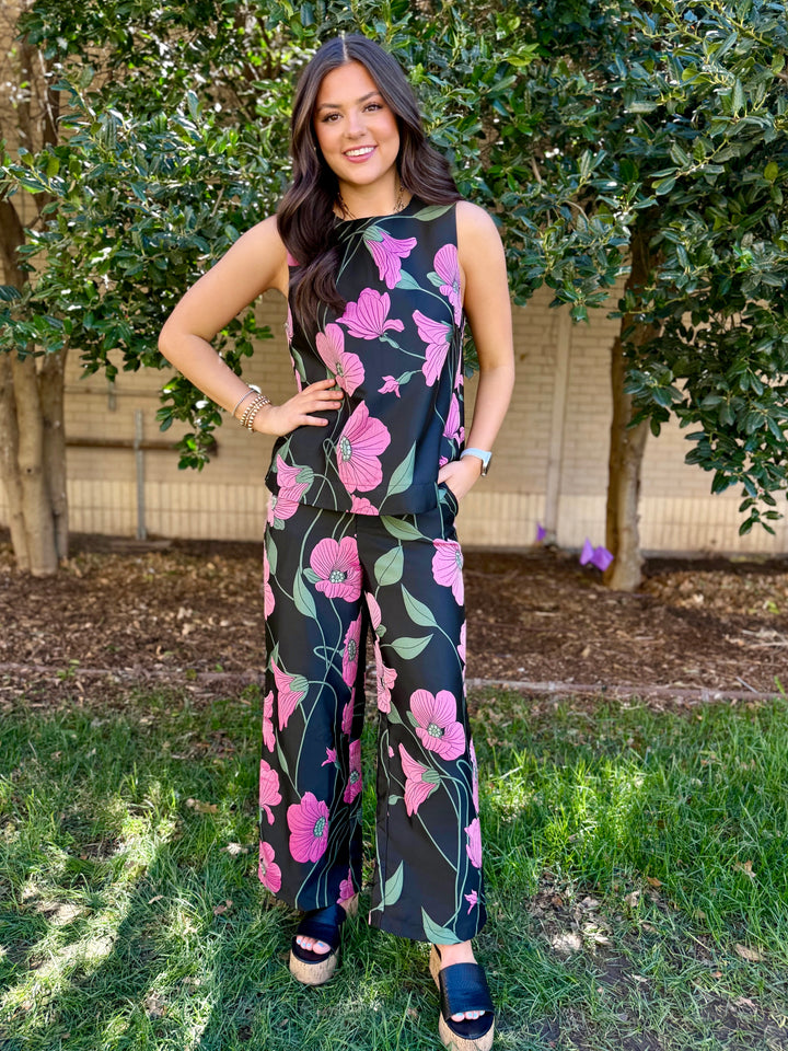Midnight Garden Black Pant Set