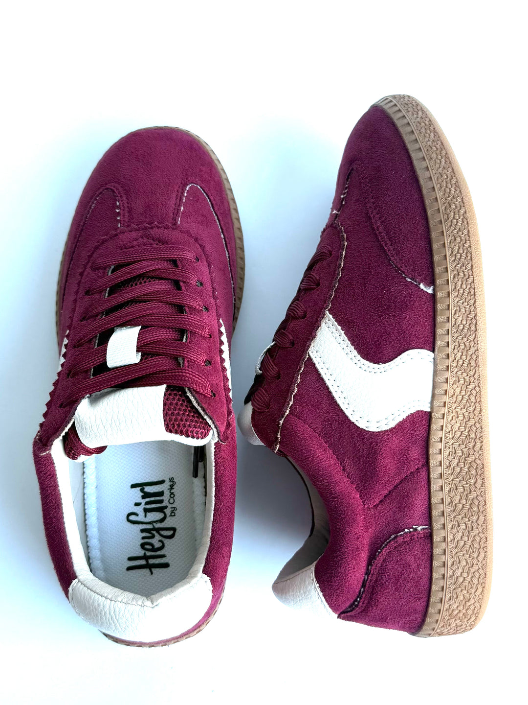 Spoiler Alert Wine Faux Suede Sneaker by Corkys