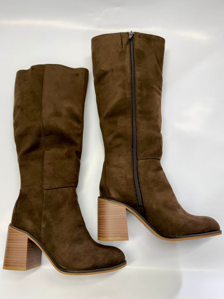 Sabrena Tall Boot by MIA - Chocolate Faux Suede