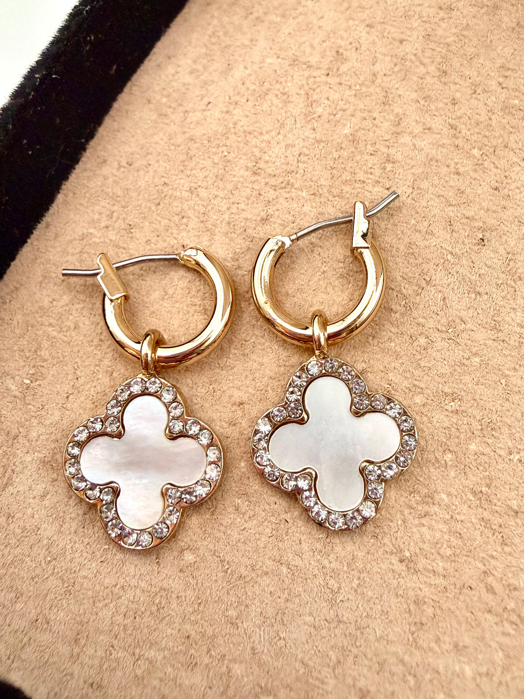 Opal Clover Huggie Earrings