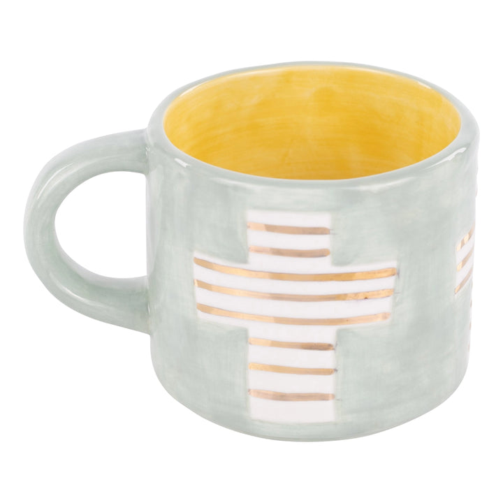 Gold Stripe Cross Mug