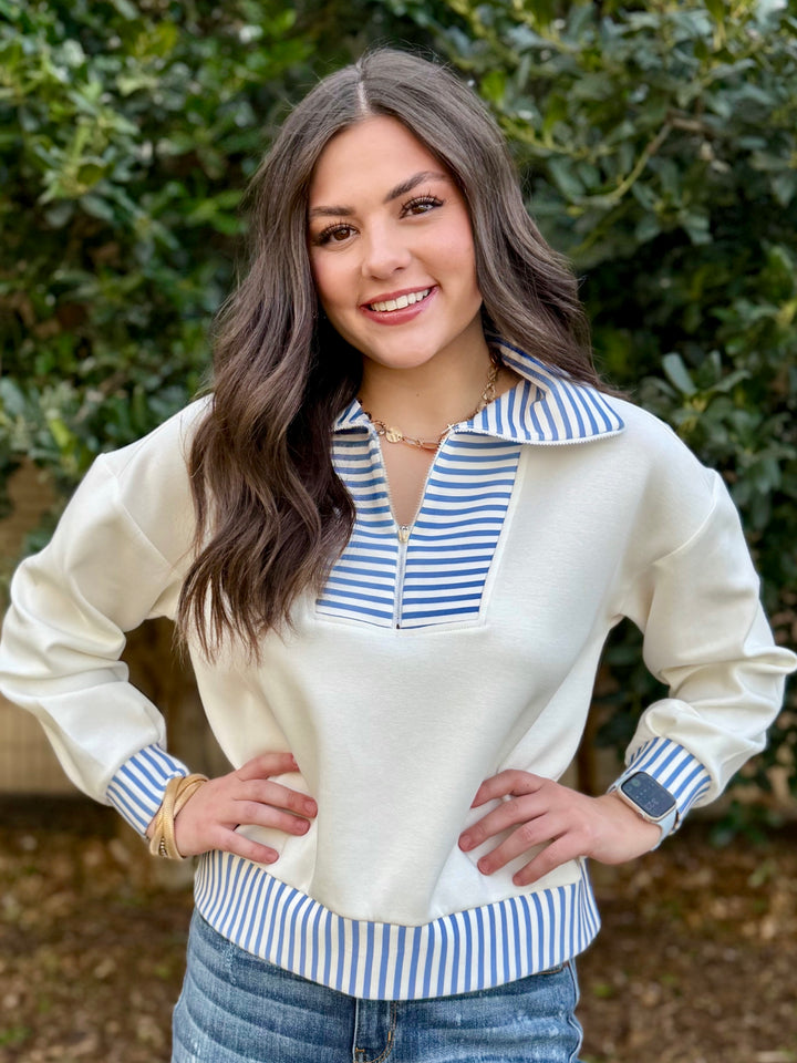 Soft Sky Breeze White 1/4 Zip Top