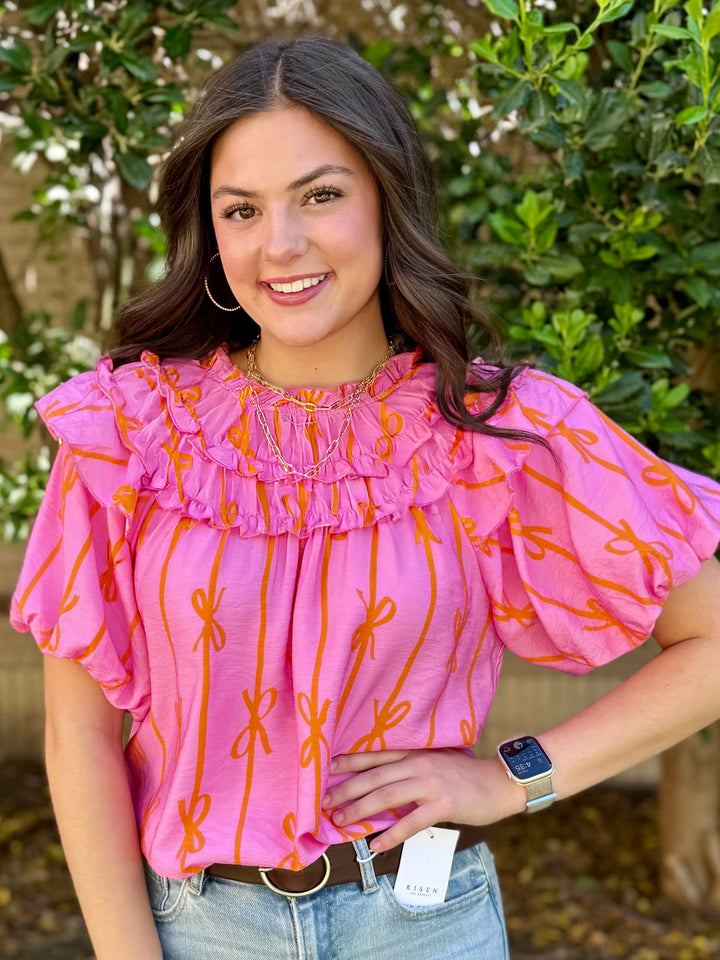 Sunset Bows Ruffled Blouse