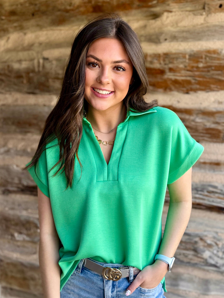 Green Grass Everyday V-Neck Top