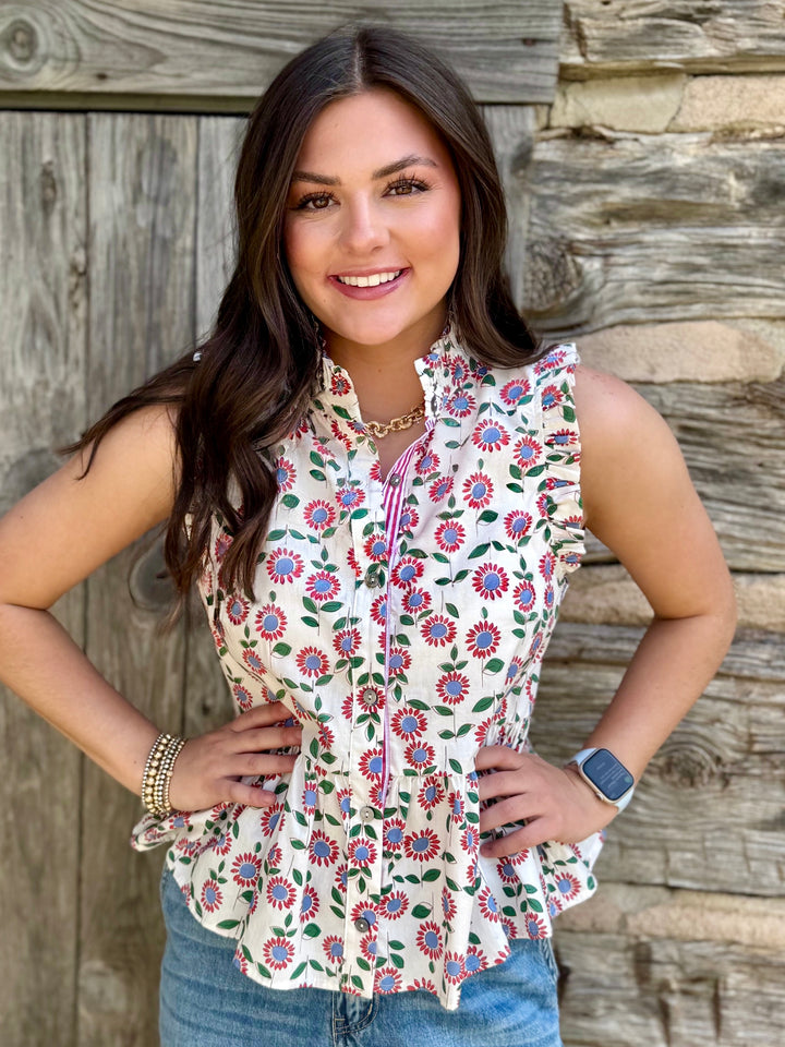 Blooming Bright Floral Peplum Top