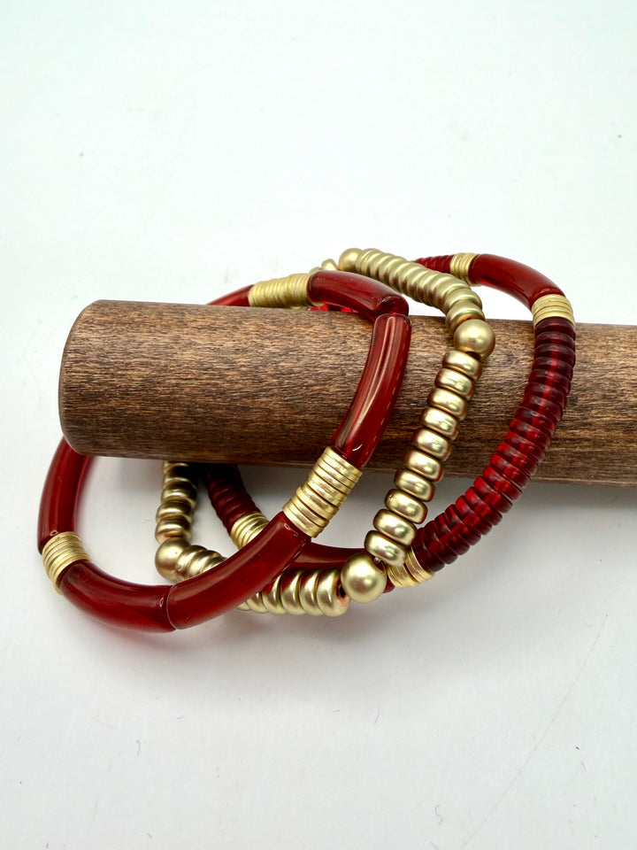 Sideline Stack Maroon & Gold Bracelets