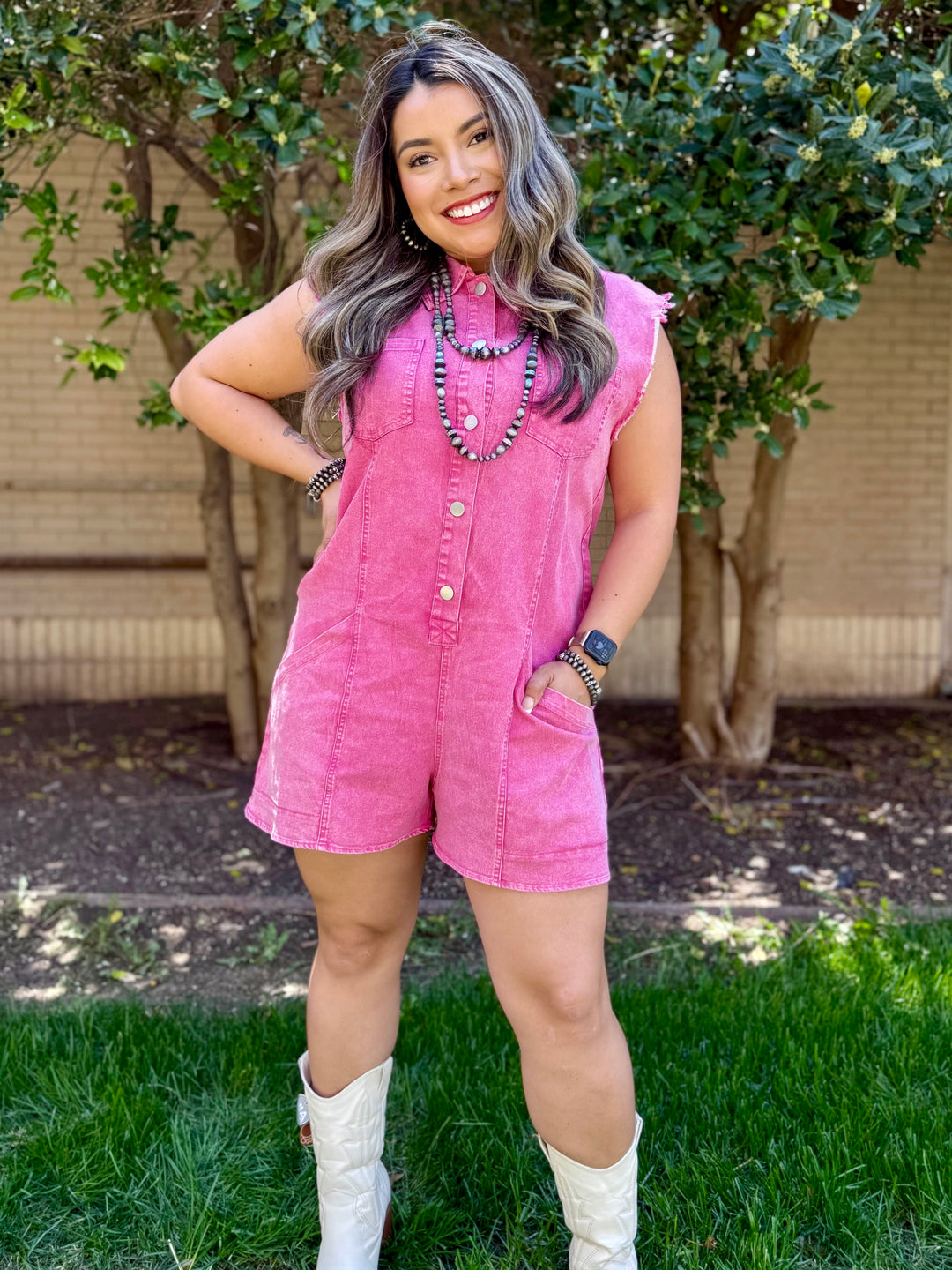 Pink Vintage Wash Romper