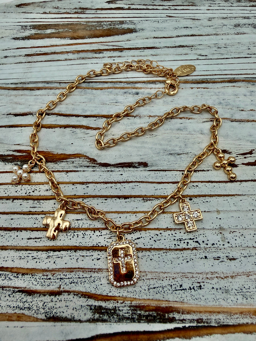 Brinley Gold Cross Charm Necklace