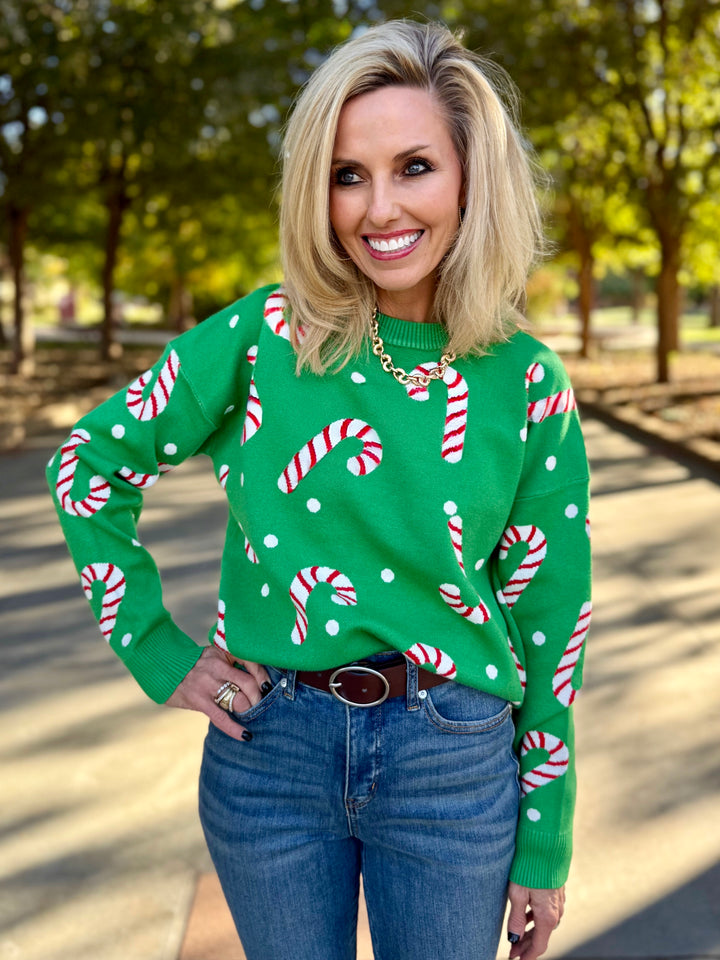 Peppermint Wishes Green Sweater