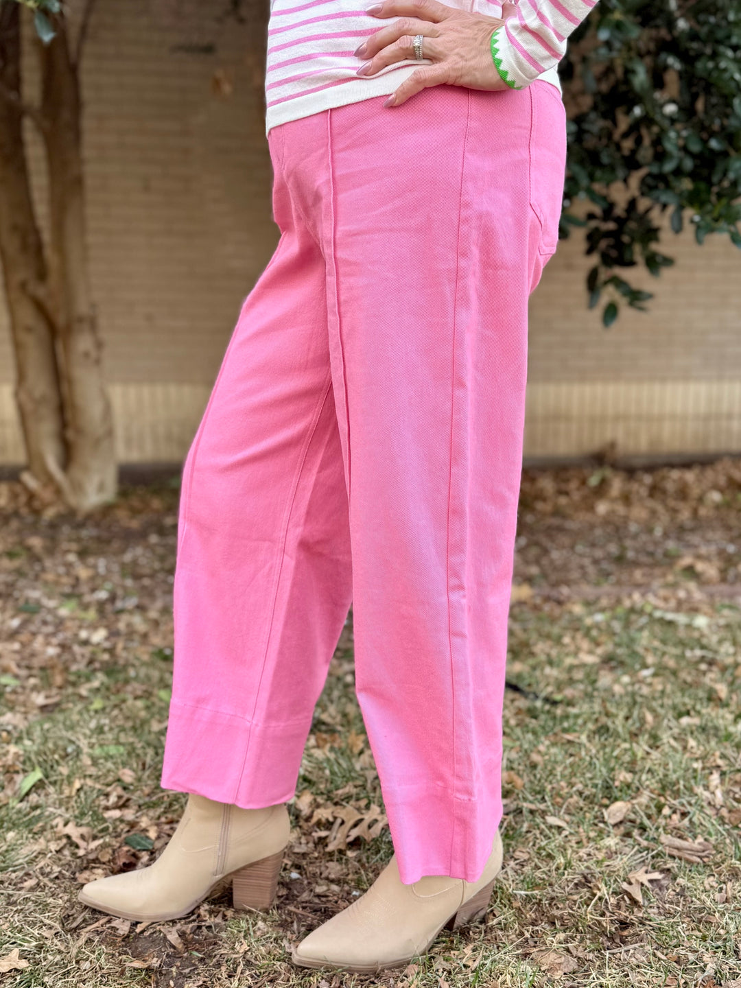 Millie High Rise Pink Front Seam Jeans