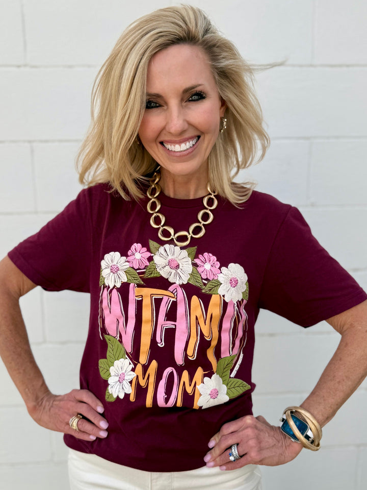 Floral WTAMU Mom Tee