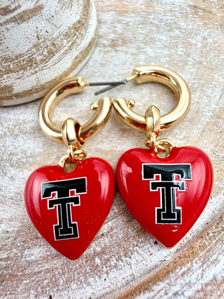 Texas Tech Heart Drop Earrings