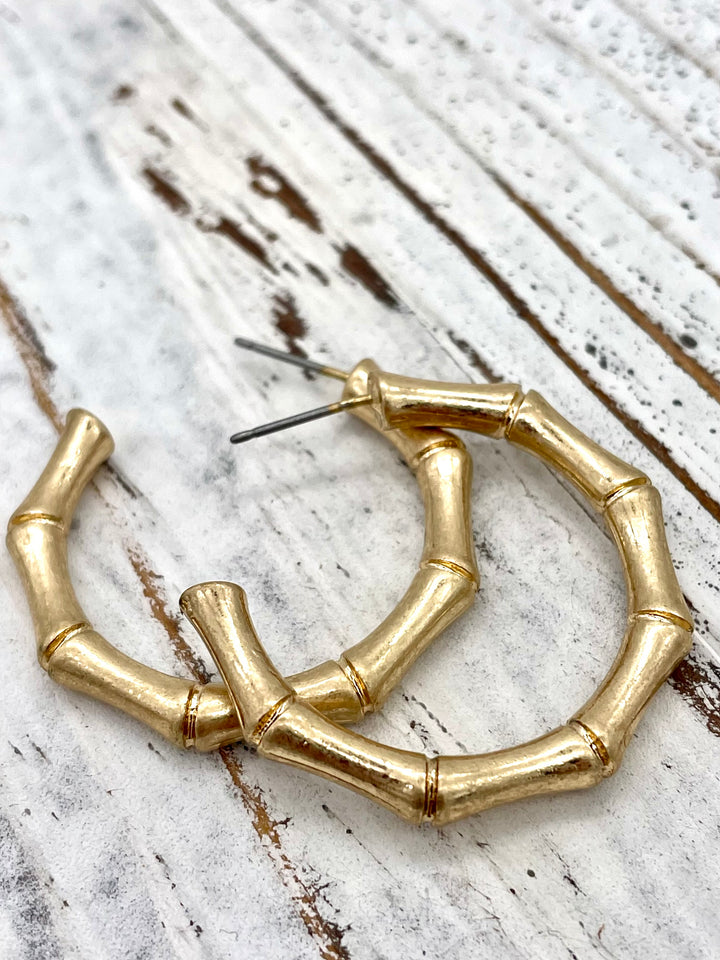 Dex Gold Bamboo Hoop Earrings