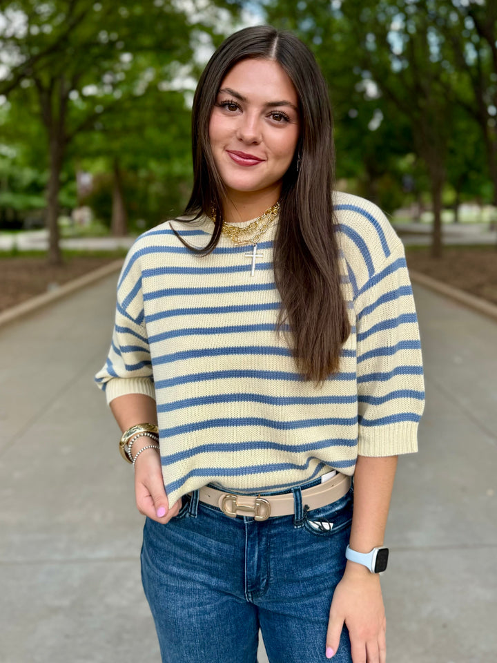 Breezy Days Cream Stripe Sweater