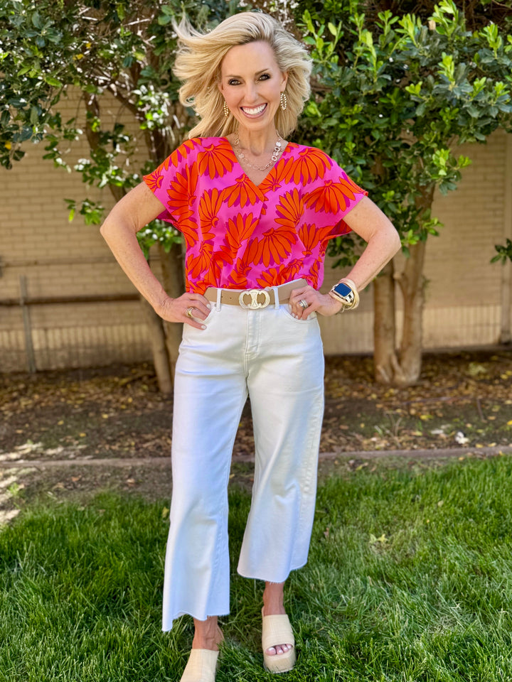 Bunches of Fun Pink V-Neck Blouse
