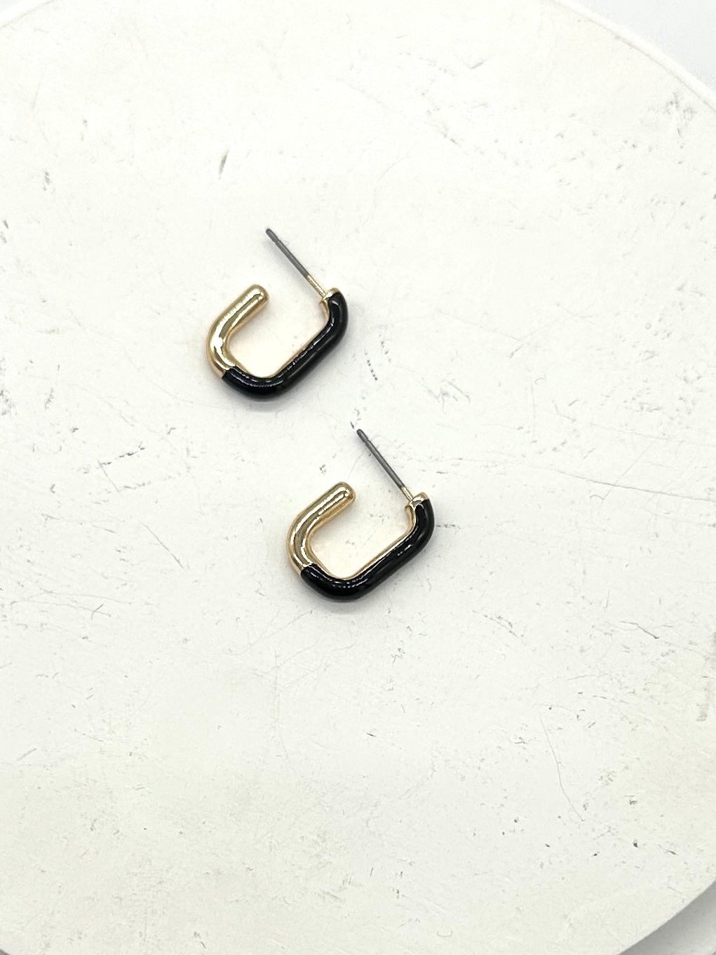 Saturn Black Enamel Small Hoops