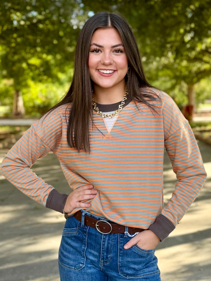 Harvest Breeze Orange Striped Top