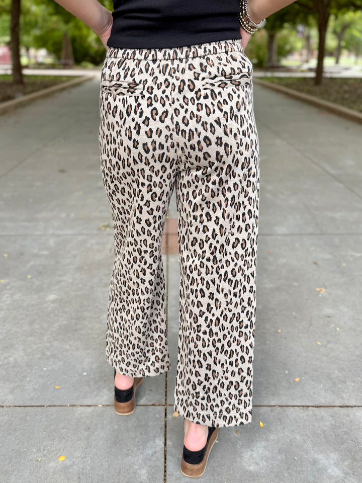 Sherri Wide Leg Cropped Leopard Pant