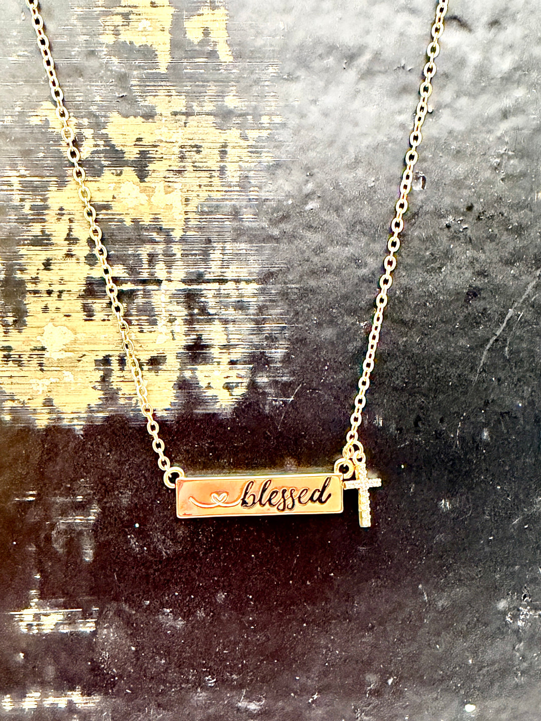 Blessed Gold Bar Necklace