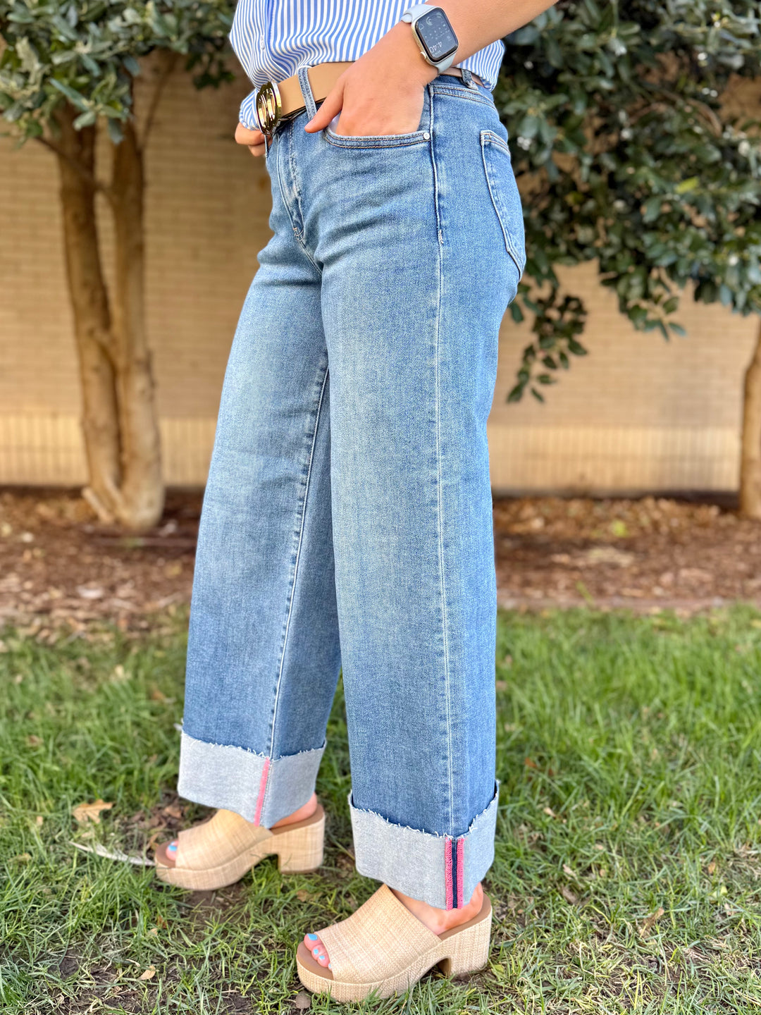 Nellie Mid Rise Cropped Wide Leg Jean by Risen