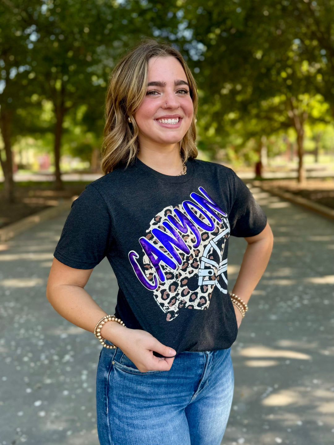 Canyon Leopard Football Helmet Tee