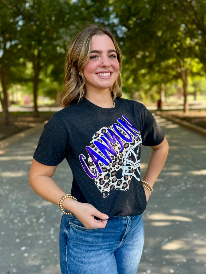 Canyon Leopard Football Helmet Tee