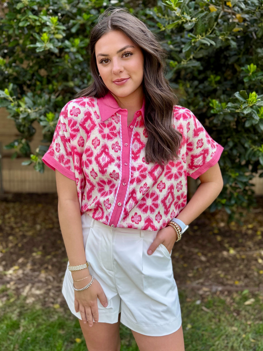 Pink Moment Collared Blouse