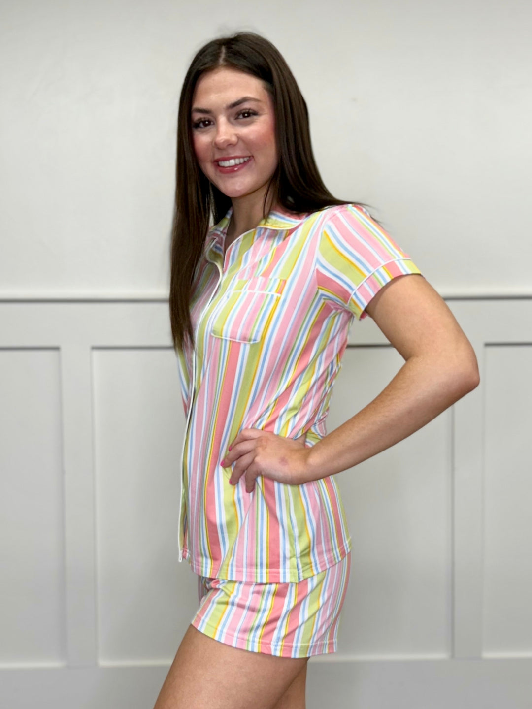 Spring Stripes Pajama Short Set