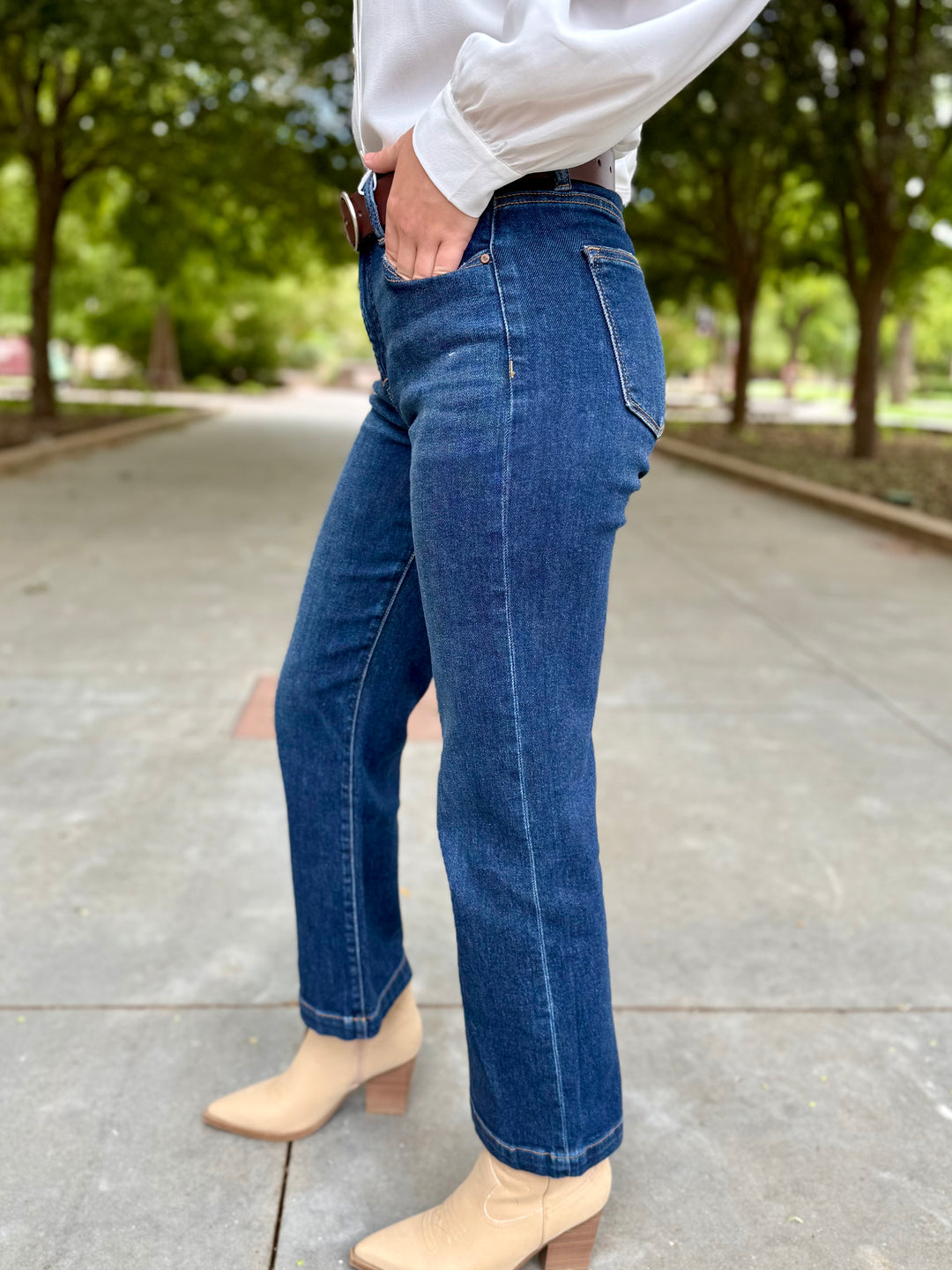 Asher Tummy Control Straight Leg Cropped Jean by Risen