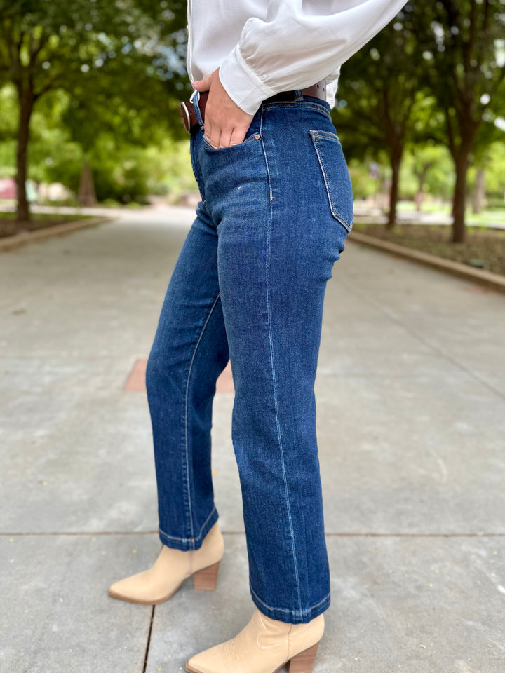 Asher Tummy Control Straight Leg Cropped Jean by Risen