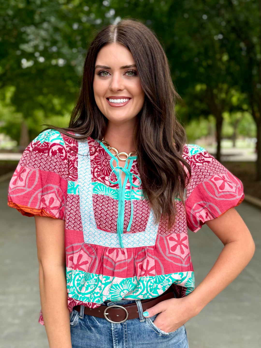 Mixing It Up Blouse in Mauve