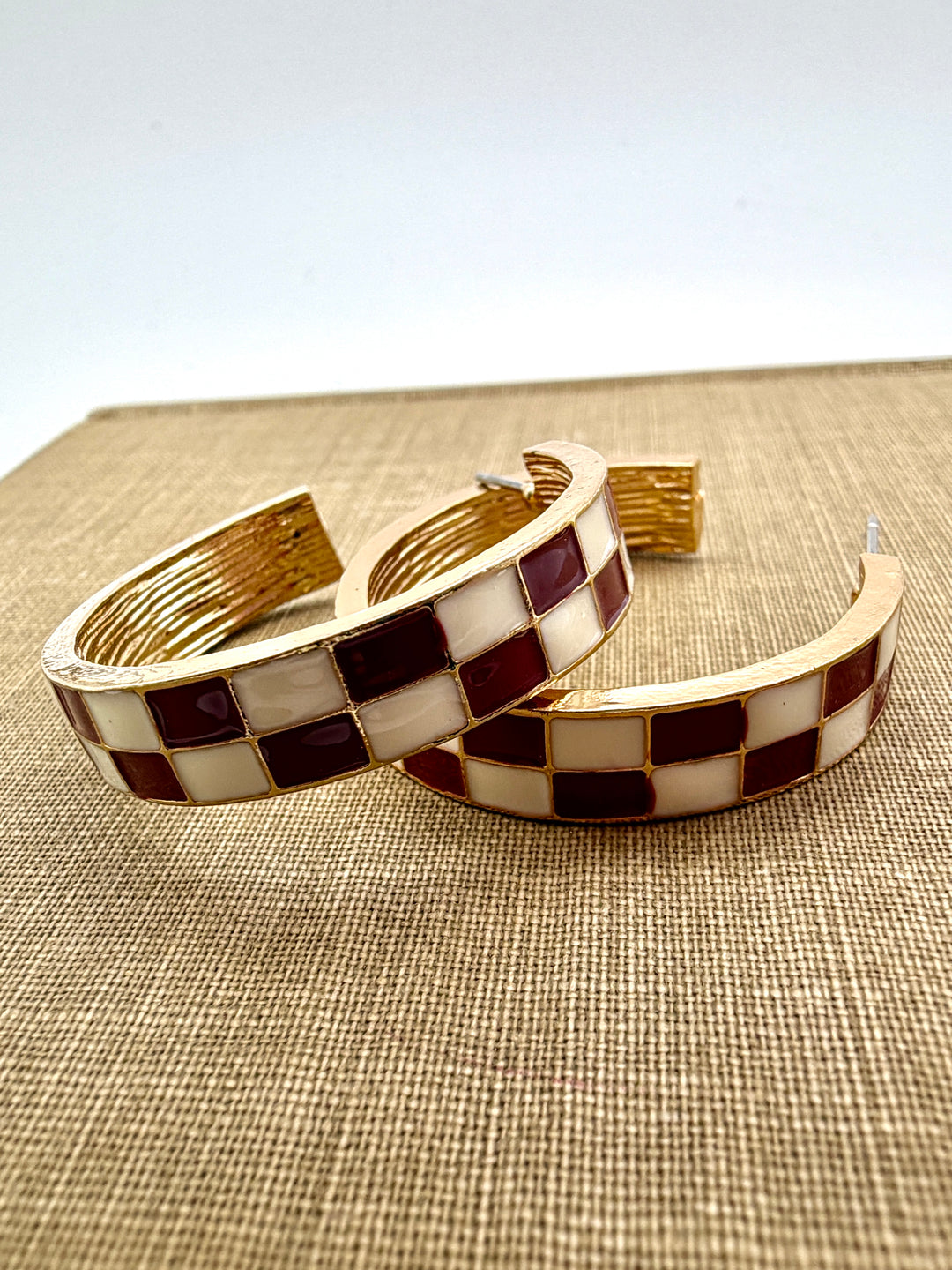 Maroon & White Check Hoops
